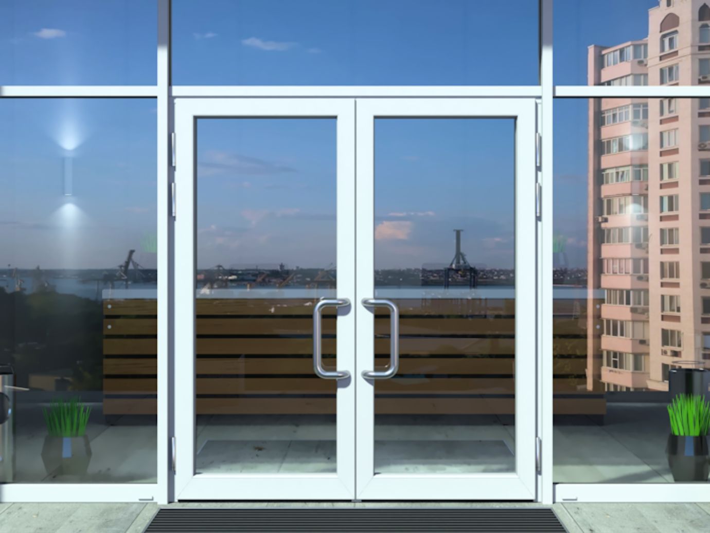 glass double doors building