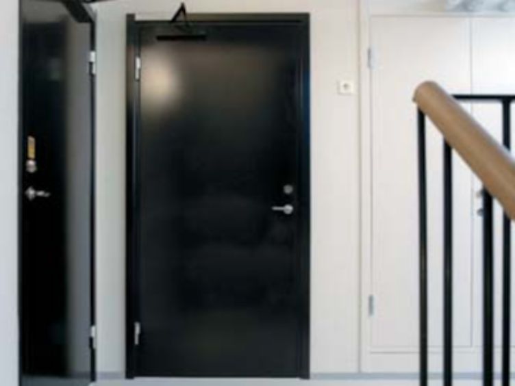 black acoustic doors stairwell