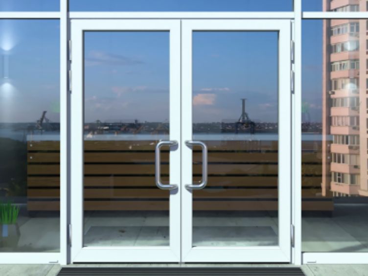 glass doors building entrance