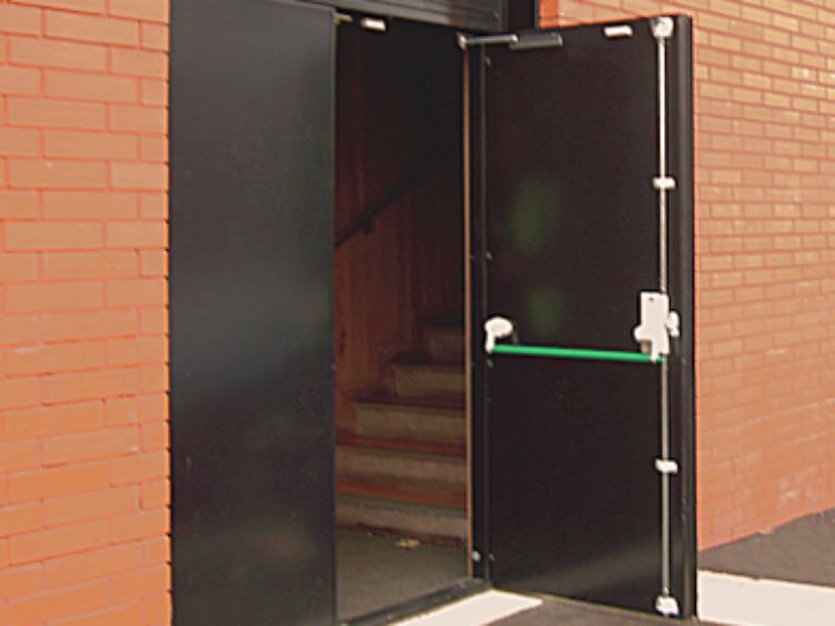 steel doors building entrance