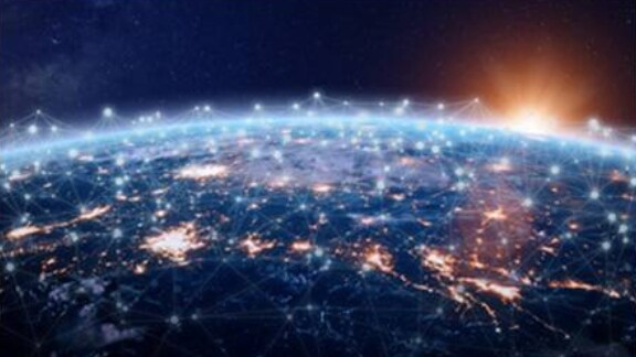 Top view of globe at night