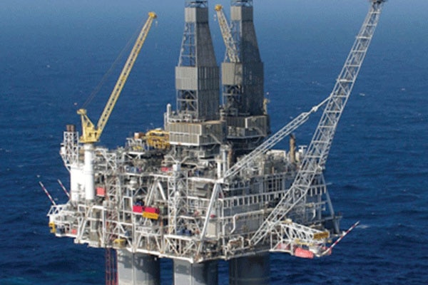 An oil rig on the ocean