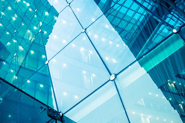Frog's-eye-view of a modern building