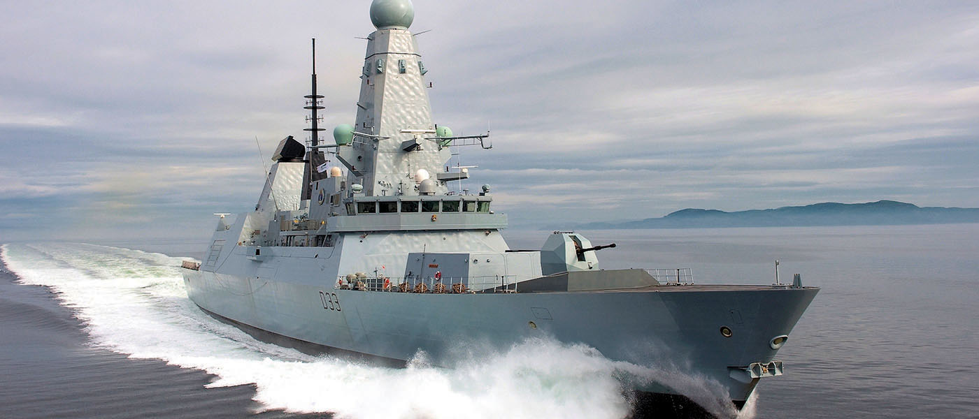 The HMS Daring cruising the ocean