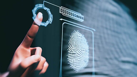 Close-up of a fingerprint scan on a biometric panel