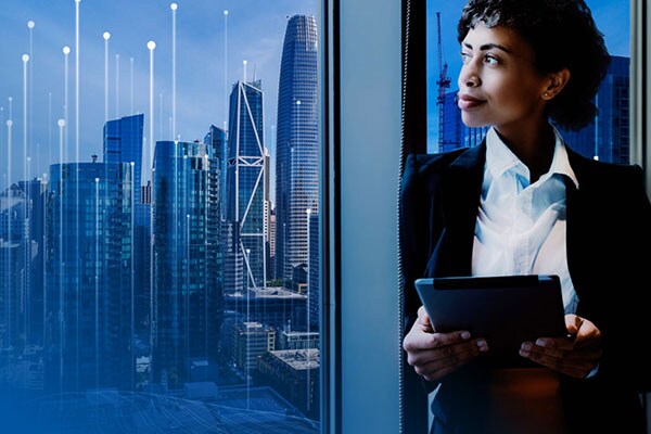 openblue woman standing