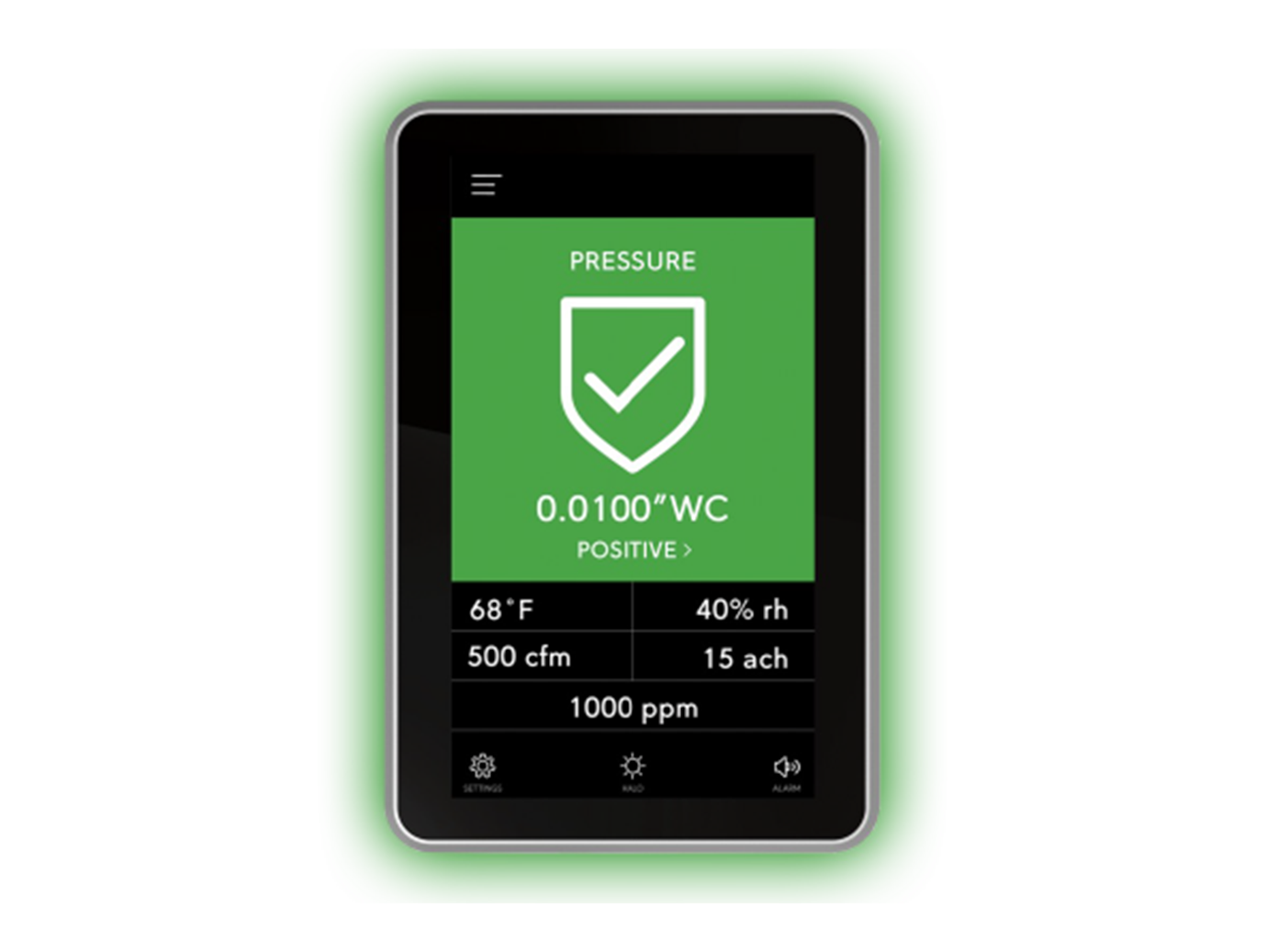 An FMS-2000M monitor displaying pressure settings